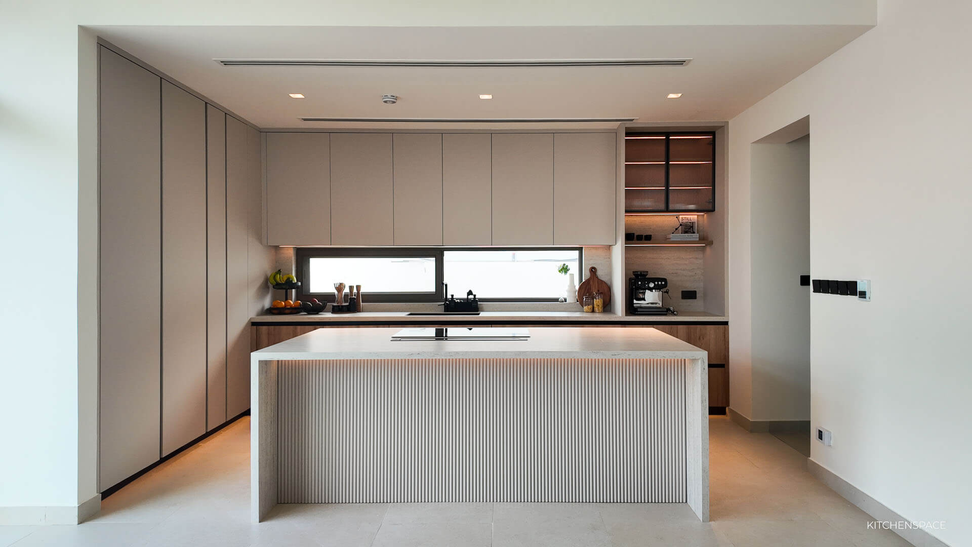 Modern Minimalist Fluted Island Kitchen